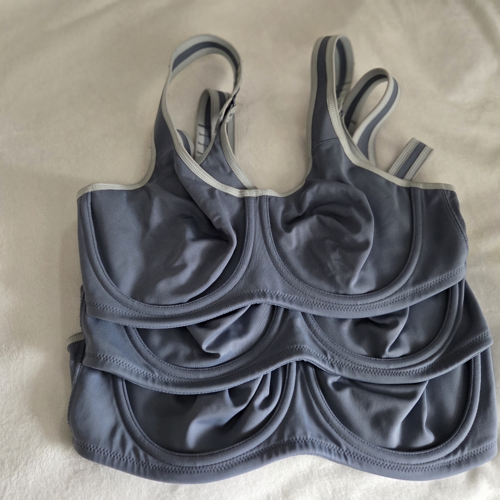 3x Wacoal Simone Unlined Full Coverage Underwire Sports Bra Blue Women Size 38C